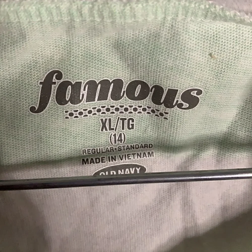 Old Navy Lime and White Striped Shirt - XL 14